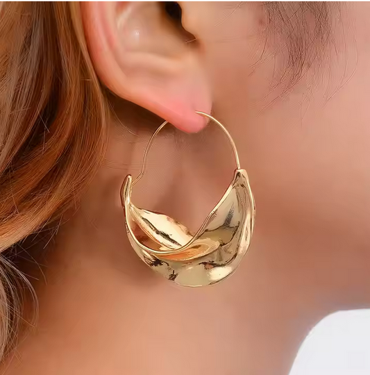 Gold-Plated Irregular Basket-Shaped Statement Earrings